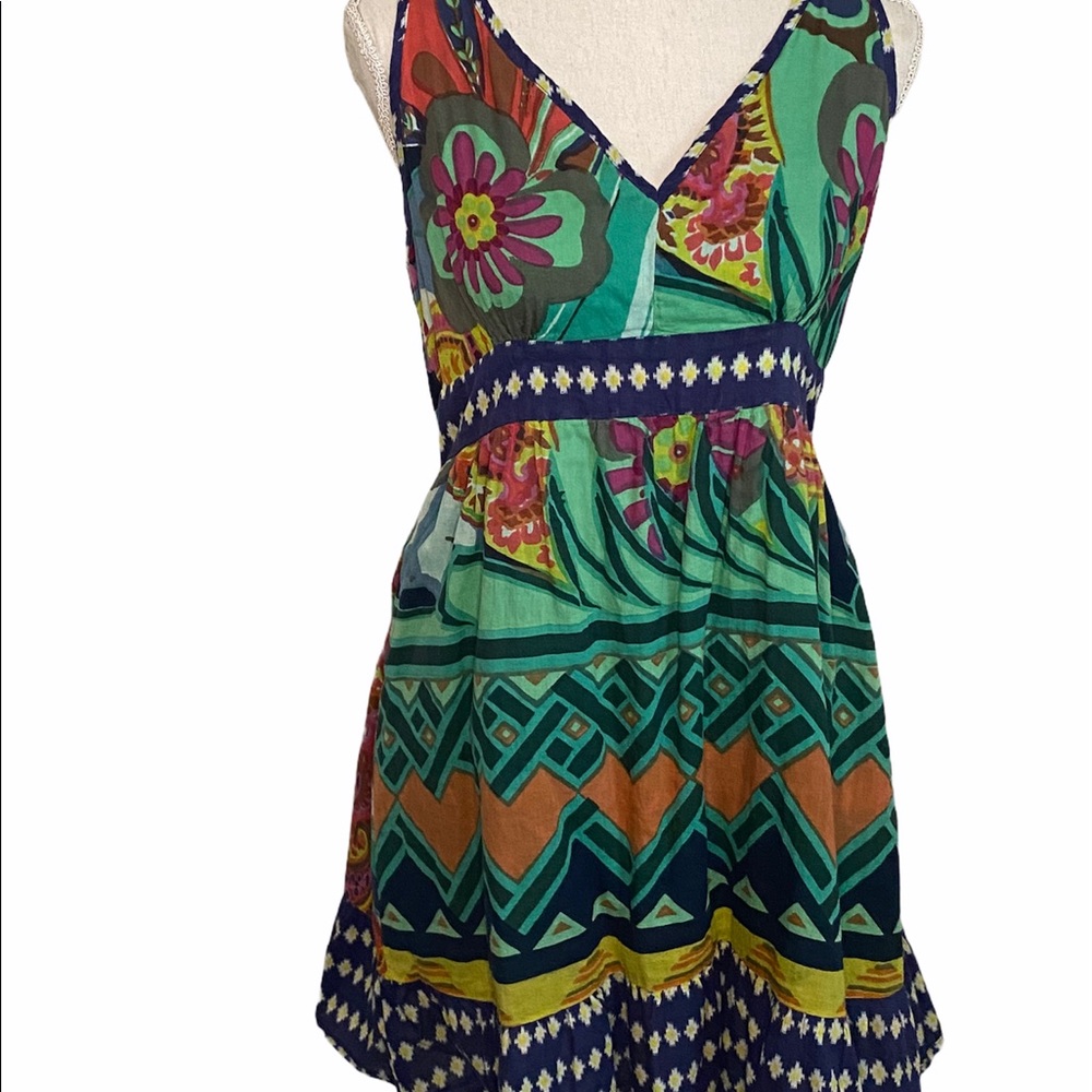 Green Tropical print dress